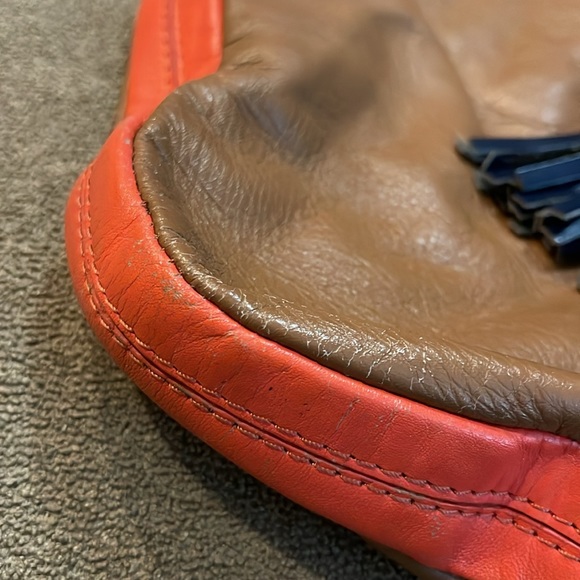 BODEN Genuine Leather Orange Brown Shoulder Handbag Purse (TD) - Picture 3 of 10